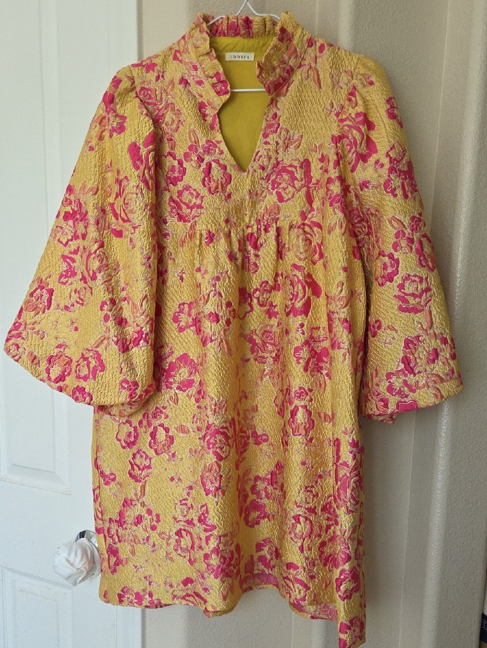 NWT JODIFL Floral Print Puff Sleeve Jacquard Dress Size S